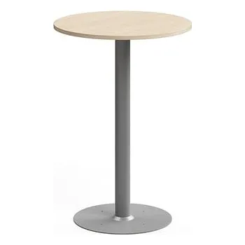 Jídelní stůl Barový stůl ALVA, Ø700x1000 mm, upevnitelný, vysokotlaký laminát, stříbrná/bříza