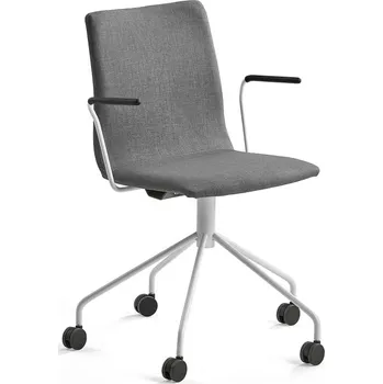 Jednací židle Konferenční židle OTTAWA, s kolečky a područkami, šedá, bílý rám