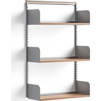 regál Nástěnný regál SHAPE, laminované police, 1237x800x300 mm, stříbrná/dub