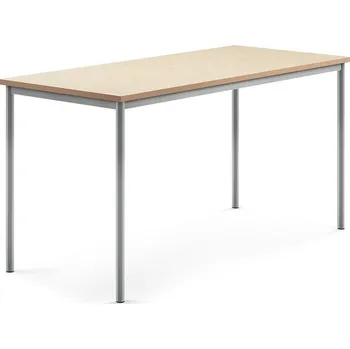 Jídelní stůl Stůl SONITUS, 1800x800x900 mm, stříbrné nohy, deska s linoleem, béžová