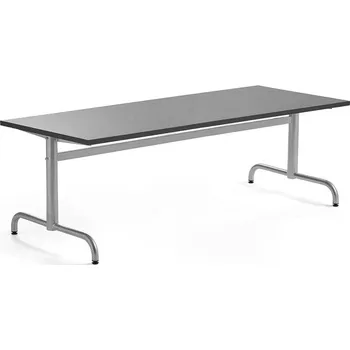 Jídelní stůl Stůl PLURAL, 1800x700x600 mm, linoleum, tmavě šedá, stříbrná