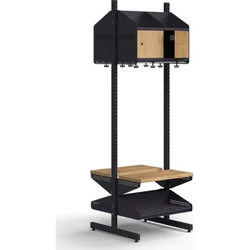 Věšák Šatní stěna ENTRY, lavice, 4 dřevěná dvířka, 1800x600x600 mm, antracitová/dub