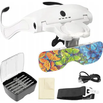 Lupa OKULARY POWIĘKSZAJĄCE ZE ŚWIATŁEM LED LUPA NA HLAVU JUBILERSKÁ PRO ČTENÍ