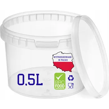 Dóza na potraviny Průhledný kbelík 0,5 l na potraviny s víkem