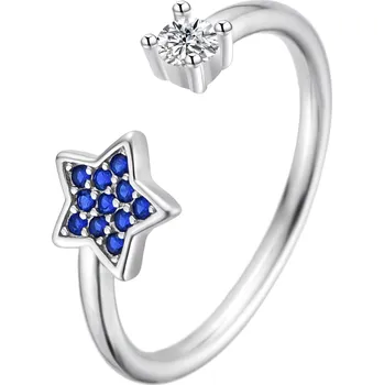 Prsten AGATO Otevřený stříbrný prsten s hvězdou AGT-R34WBL Velikost: 42-52 (1,34 g)