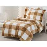 XPOSE® Mikroplyšové povlečení KÁRO Exclusive - béžové 140x200 cm, 70x90 cm, Mikroplyš + Prodloužená možnost vrácení zboží do 50 dnů