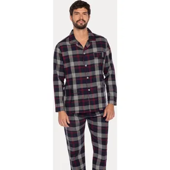 Pánské pyžamo GUASCH Pánské pyžamo MARTIN, Tmavě modrá, V dárkovém boxu, Bavlna 100%, Dlouhý rukáv - vel. 3XL