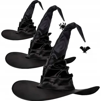 Karnevalový kostým Klobouk Čarodějnice Kostým na Halloween 3 kusy Černý 45 x 45 cm