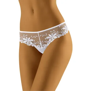 Dámské spodní prádlo Dámské tanga Zorba Bílá - Wolbar Barva: Bílá, Velikost: L
