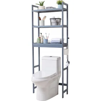 Koupelnový nábytek VEVOR Koupelnová police 630x260x1700MM 3 police Šedá barva Nosnost 15KG