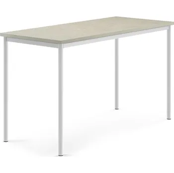 Jídelní stůl Stůl SONITUS, 1600x700x900 mm, bílé nohy, deska s linoleem, šedá