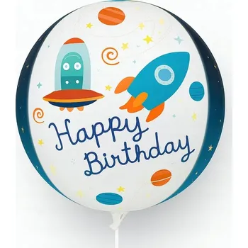 Balónek Fóliový balónek 3D Vesmír "Happy Birthday" 55 cm