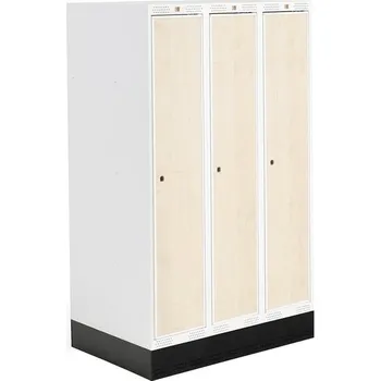 Šatní skříň Šatní skříňka ROZ, 3 sekce, se soklem, 1510x900x550 mm, bříza