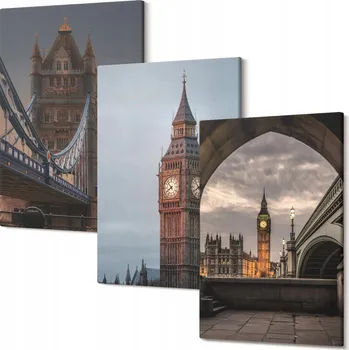 Obraz Vícedílný Obraz Na Plátně Sada Londýn most hodiny Big Ben 30x20 cm