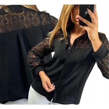 Dámská košile Genesy dámská košile s dlouhým rukávem, bez vzoru, černá U211, velikost 48