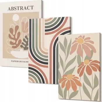 Obraz Obraz Na Plátně Sada Abstraktní rostliny v pastelových barvách 30x20 cm