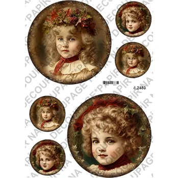 Umělecký papír Rýžový a soft papír na decoupage - Viktoríánské děti, vánoce - KB2483 Materiál: Soft, Rozměr: A4
