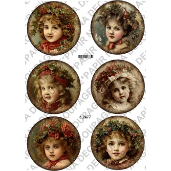 Umělecký papír Rýžový a soft papír na decoupage - Viktoríánské děti, vánoce - KB2477 Materiál: Soft, Rozměr: A4