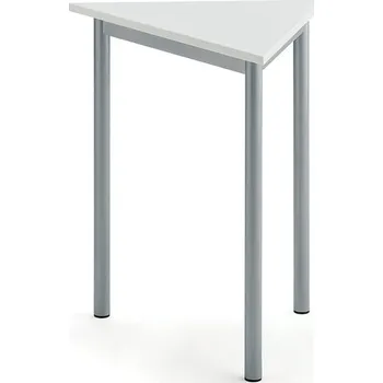 Jídelní stůl Stůl BORÅS TRIANGEL, 700x600x720 mm, stříbrné nohy, HPL deska, bílá