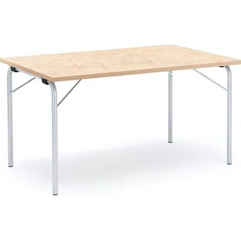 Jídelní stůl Skládací stůl NICKE, 1400x800x720 mm, stříbrný rám, béžové linoleum