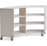 Regál RICO, oblý, 1245x1500x375 mm, s kolečky, bílá pigmentovaná