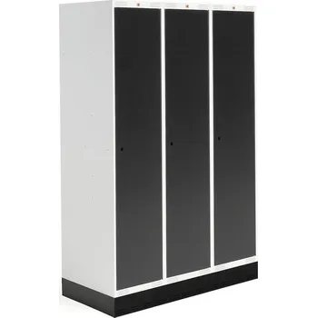 Šatní skříň Šatní skříňka ROZ, 3 sekce, se soklem, 1890x1200x550 mm, černá