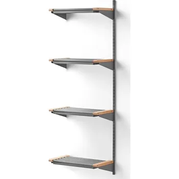 Věšák Regál na boty JEPPE, přídavná sekce, 4 police, 1790x600x300 mm, bříza/stříbrná