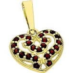 Goldstore Přívěsek zlaté srdce s granáty Váha: 1.45 g
