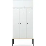 Šatní skříňka FORCE, 3 sekce, horní skříňka, lavice, 2620x1200x550 mm, šedá