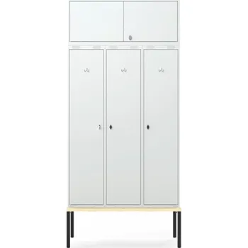 Šatní skříň Šatní skříňka FORCE, 3 sekce, horní skříňka, lavice, 2620x1200x550 mm, šedá