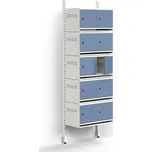 Skříň na boty ENTRY, nástěnná, 10 kovových dvířek, 1800x600x300 mm, bílá/modrá