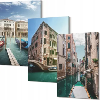 Obraz Triptych na plátně do obývacího pokoje Benátky kanály architektura 30x20 cm