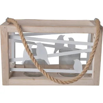 Svícen 2x Dřevěná rukojeť na svíčky černý, nástěnný svícen LOFT BOHO RUSTIKÁLNÍ