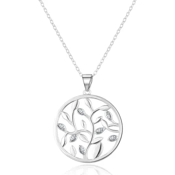 Náhrdelník AGATO Půvabný stříbrný náhrdelník s kruhovým přívěskem a větvičkami AGS1258/47