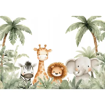 Fototapeta FOTOTAPETA PRO DĚTI DŽUNGLE ZVÍŘATA PALMY DO DĚTSKÉHO POKOJE 350x250