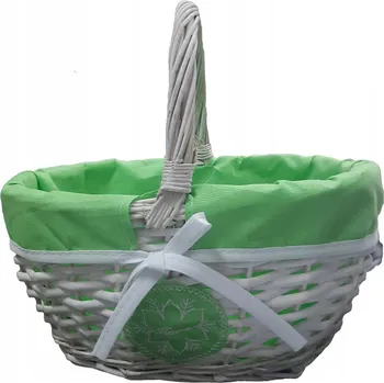 Nákupní košík Bílý proutěný velikonoční košík s látkou 29x22x14/27 cm