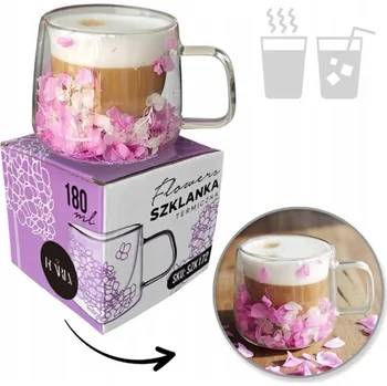 Sklenice Termo sklenice s hortenzií uvnitř, fialová, 180 ml, 1 Ks SZK172