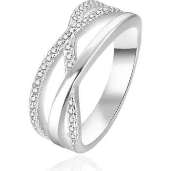 Prsten AGATO Stylový stříbrný prsten se zirkony AGT-R09W Velikost: 60 (3,73 g)