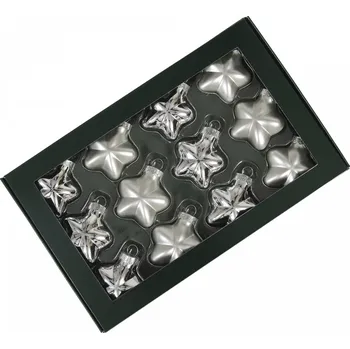 Vánoce Sada vánočních skleněných baněk hvězdičky 4 cm - 12 ks