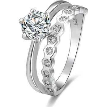 Prsten AGATO Originální dvojitý prsten se zirkony AGG384 Velikost: 58 (3,16 g)