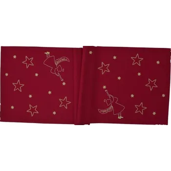ubrus Vánoční běhoun na stůl Stardust červený 50x150cm, Sander