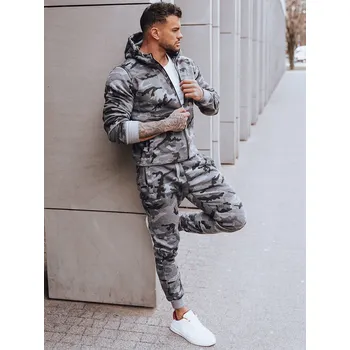 Pánské tričko Pánský teplákový souprav camo zelená barva Dstreet AX0622z Barva: Šedá - tmavě, Velikost: M