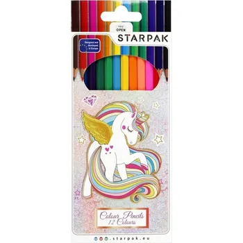 Pastelka BAREVNÉ PASTELKY pro DĚTI 12 BAREV s jednorožcem sada pastelek STARPAK