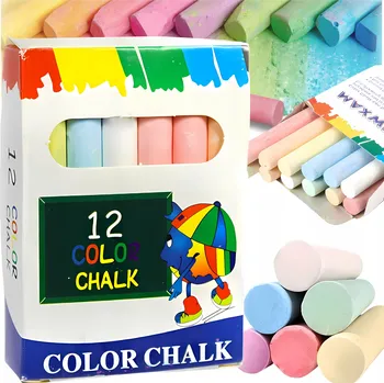 KŘÍDA BAREVNÁ TABULKOVÁ ŠKOLNÍ CHODNÍKOVÁ NA KRESLENÍ PSANÍ 12 Ks