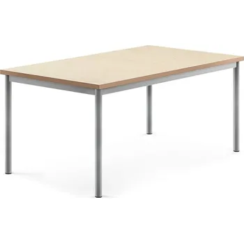 Jídelní stůl Stůl SONITUS, 1400x800x600 mm, stříbrné nohy, deska s linoleem, béžová