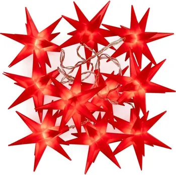 Vánoční dekorace Vánoční LED hvězdy, červené, 10 LED, průhledný kabel