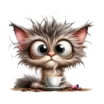 Nášivka Nažehlovací obrázek - kočka s kávou IV (dva rozměry), Velikost: Malá