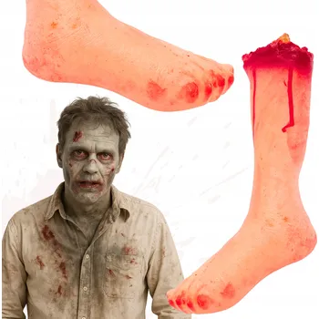 umělá květina UMĚLÁ UŘÍZNUTÁ NOHA KOST CHODIDLO KRVAVÁ ZAKRVÁCENÁ HALLOWEEN HOROR LÝTKO