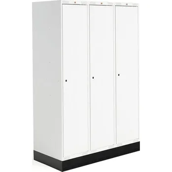 Šatní skříň Šatní skříňka ROZ, 3 sekce, se soklem, 1890x1200x550 mm, bílá