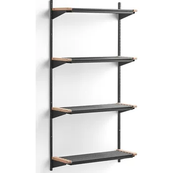 Věšák Regál na boty JEPPE, 4 police, 1790x900x300 mm, bříza/tmavě šedá